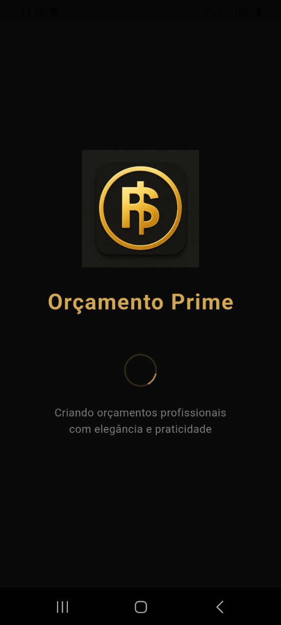 Tela inicial do app Orçamento Prime